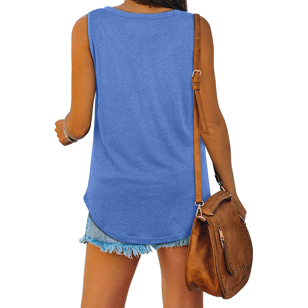Basic Tanktop met V-hals en Ronde Zoom