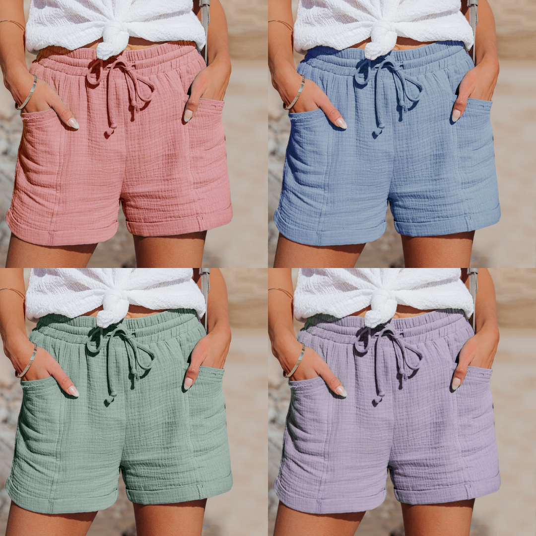 Katoenen Short met Elastische Taille en Zakken