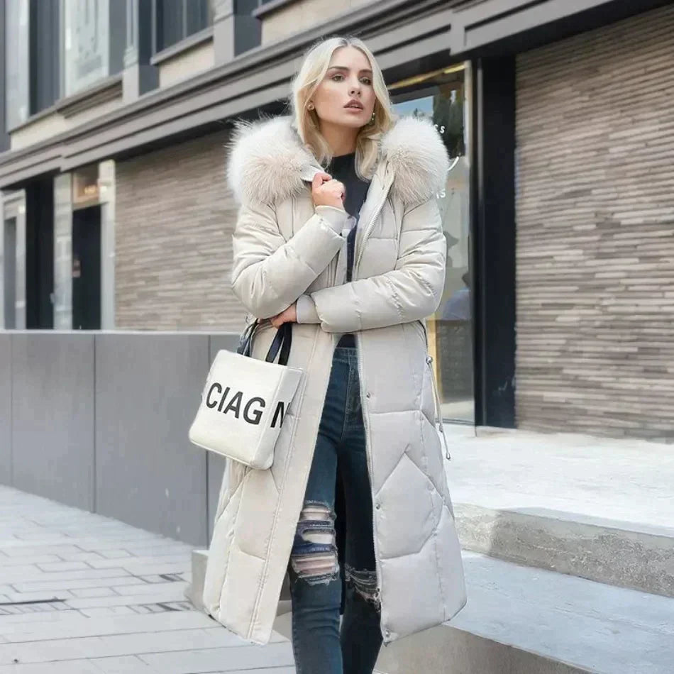 Grace - Stijlvolle Lange Gevoerde Donzen Winterjas