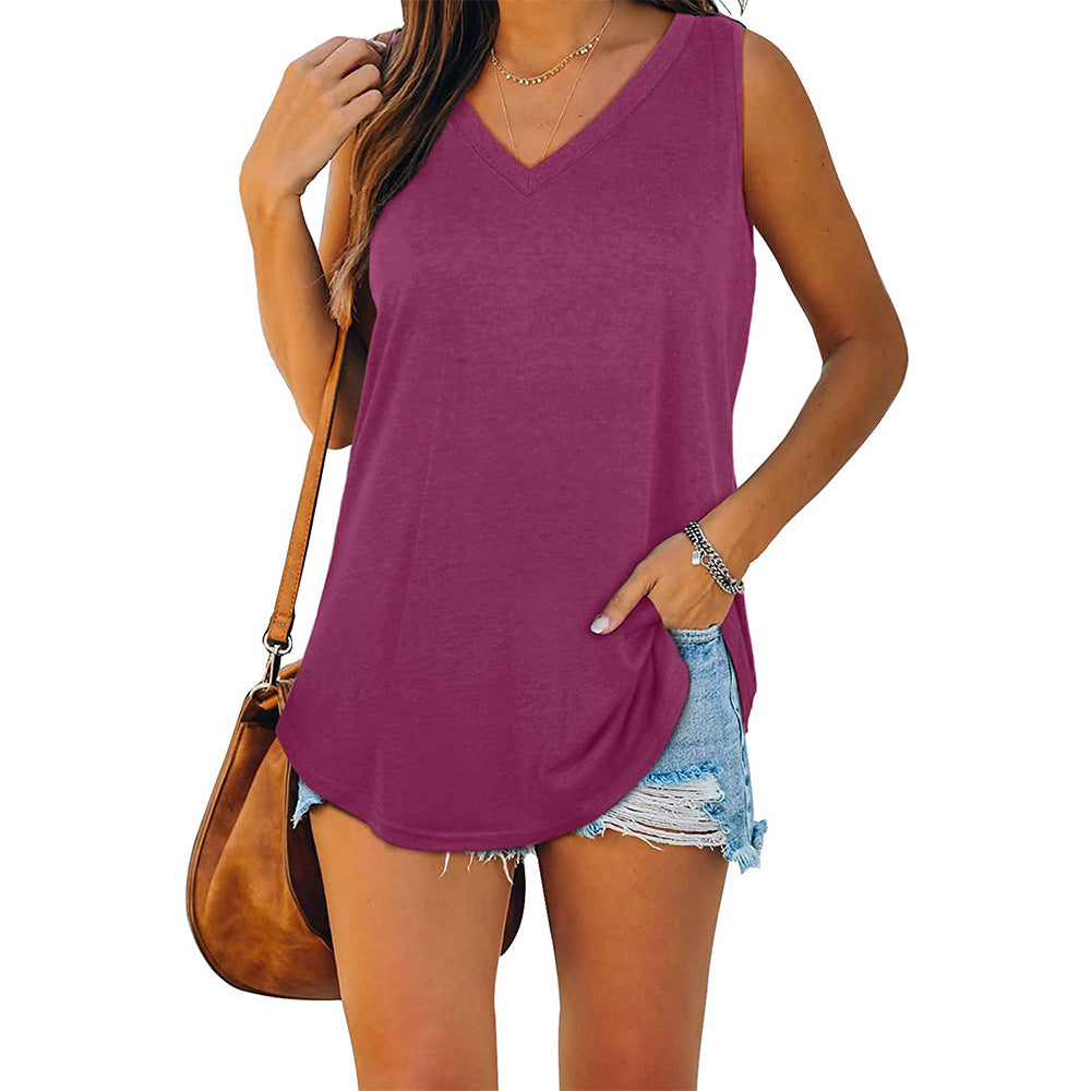 Basic Tanktop met V-hals en Ronde Zoom