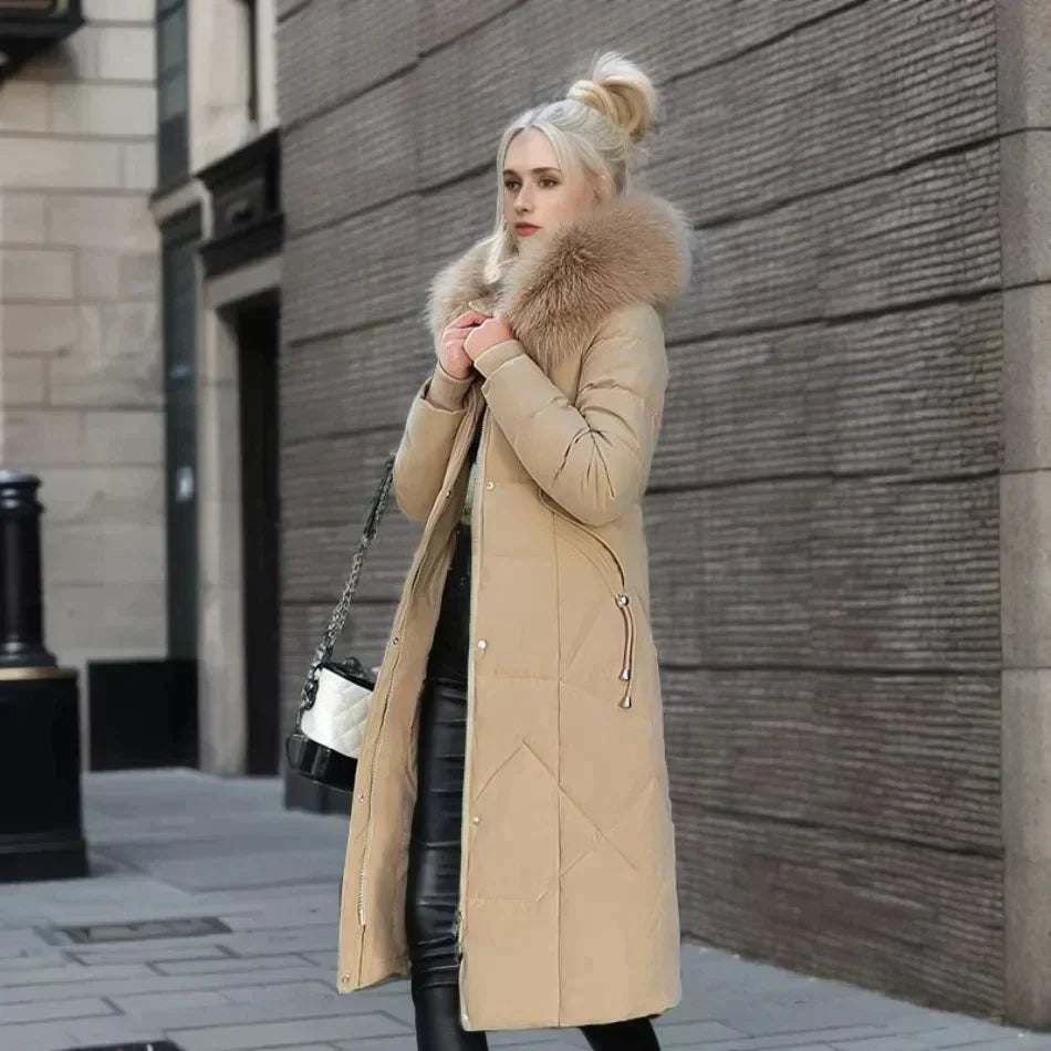 Grace - Stijlvolle Lange Gevoerde Donzen Winterjas