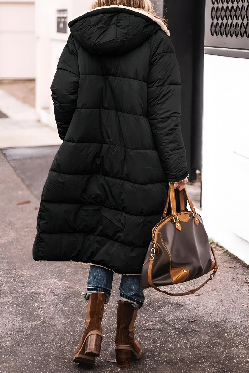 Denise | Elegante Lange Teddy Gevoerde Winterjas