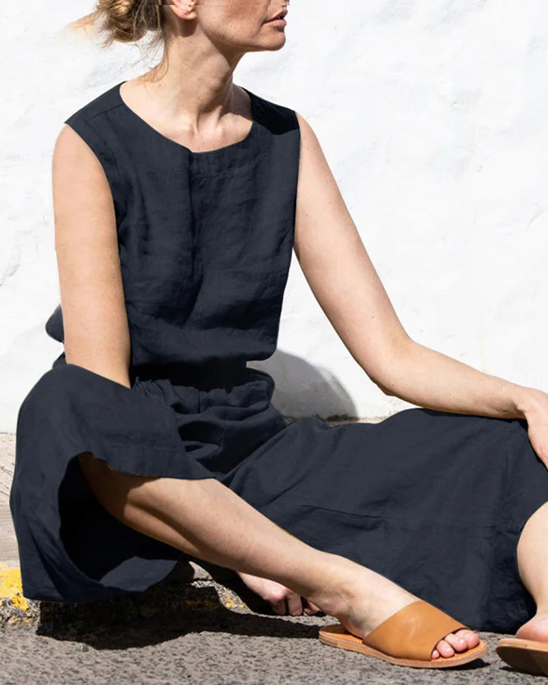 Linnen Jumpsuit met Wijde Pijpen