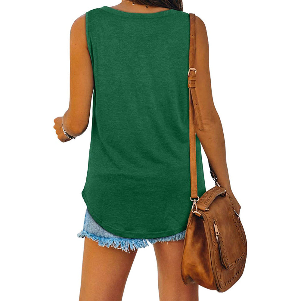 Basic Tanktop met V-hals en Ronde Zoom