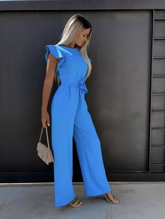 Jumpsuit met Ruffle Mouwen en Ceintuur