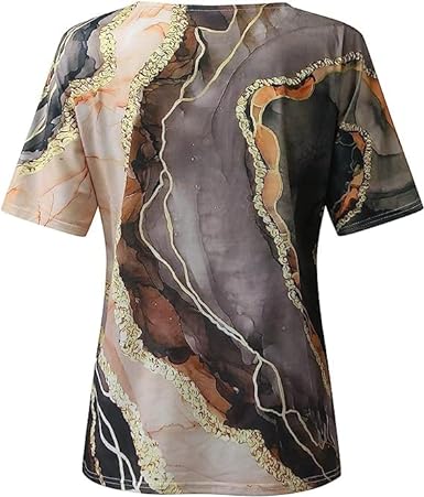 Marmerprint T-shirt met Folie Details