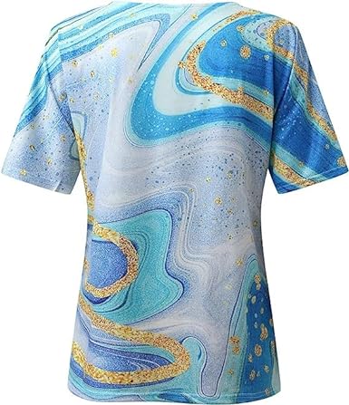 Marmerprint T-shirt met Folie Details