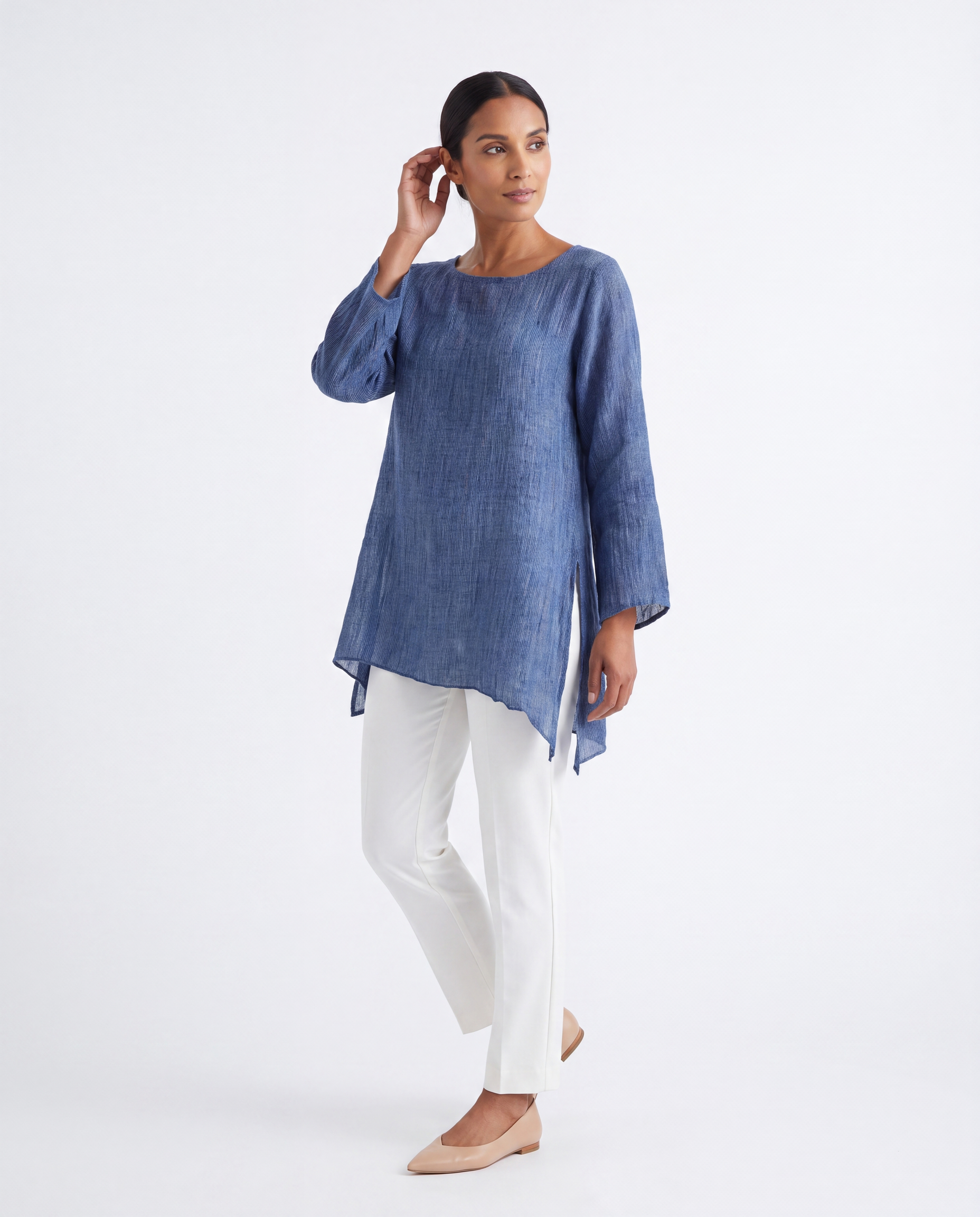 Linnen Tuniek met Asymmetrische Zoom