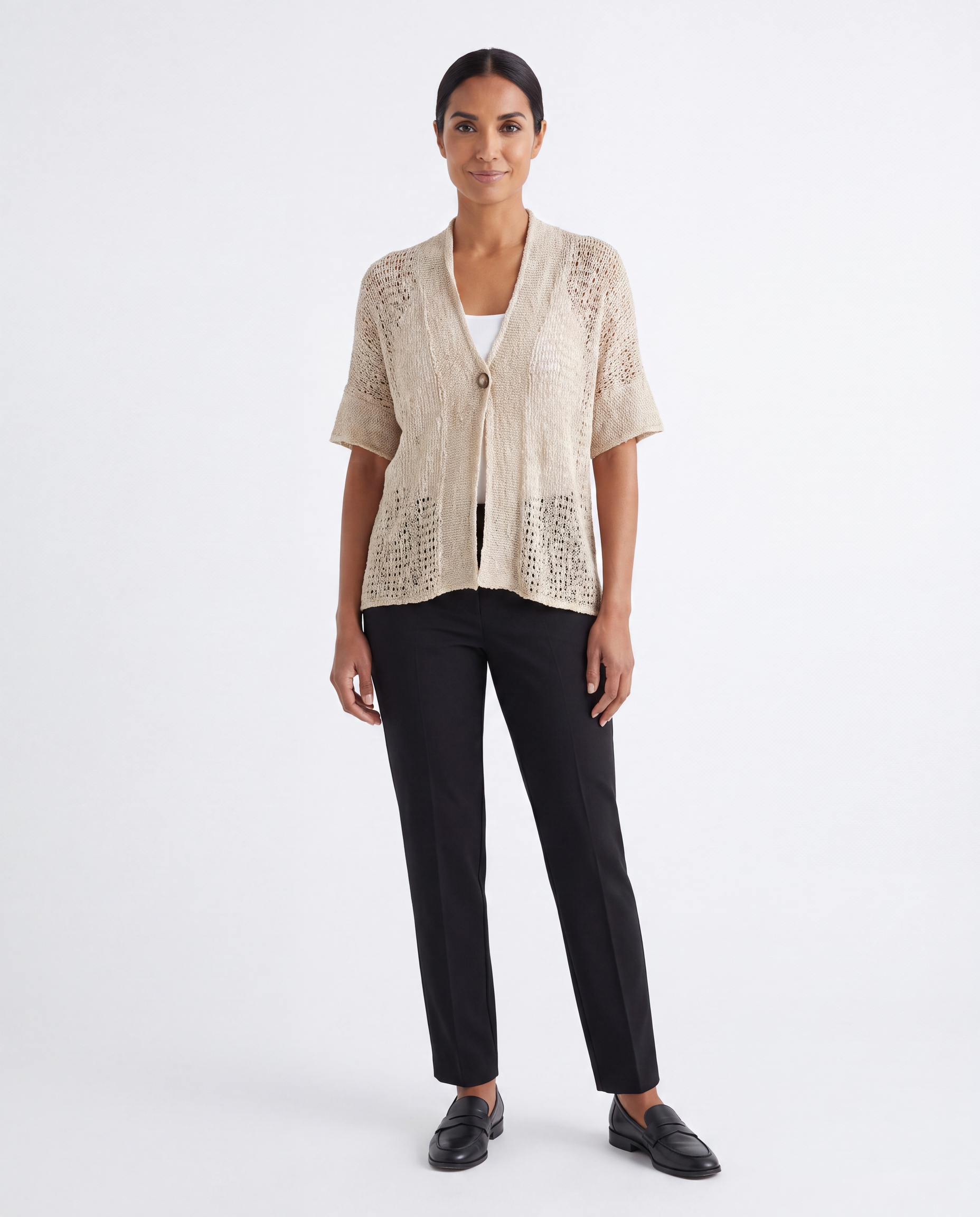 Open Gebreide Top met Knoopdetail