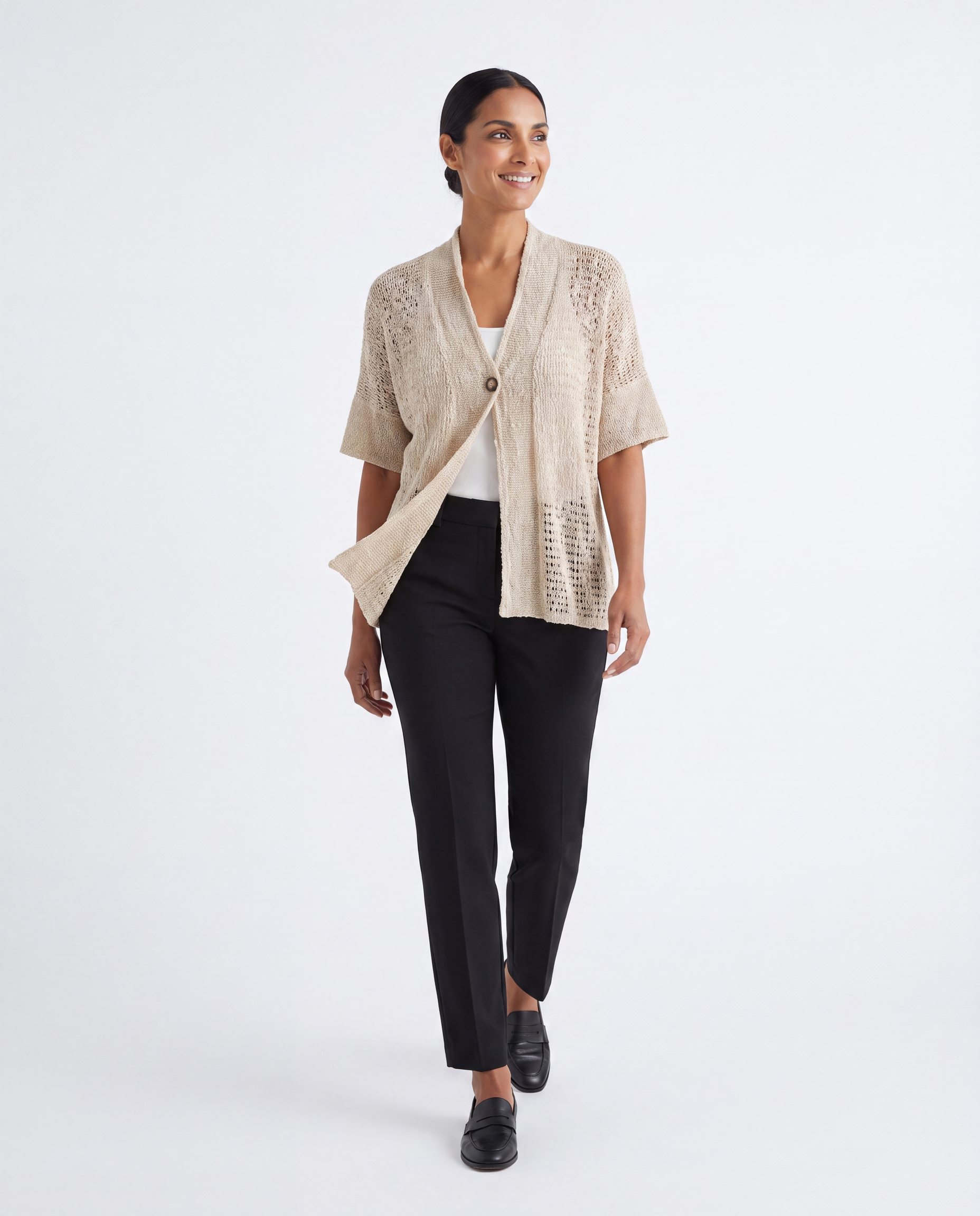 Open Gebreide Top met Knoopdetail