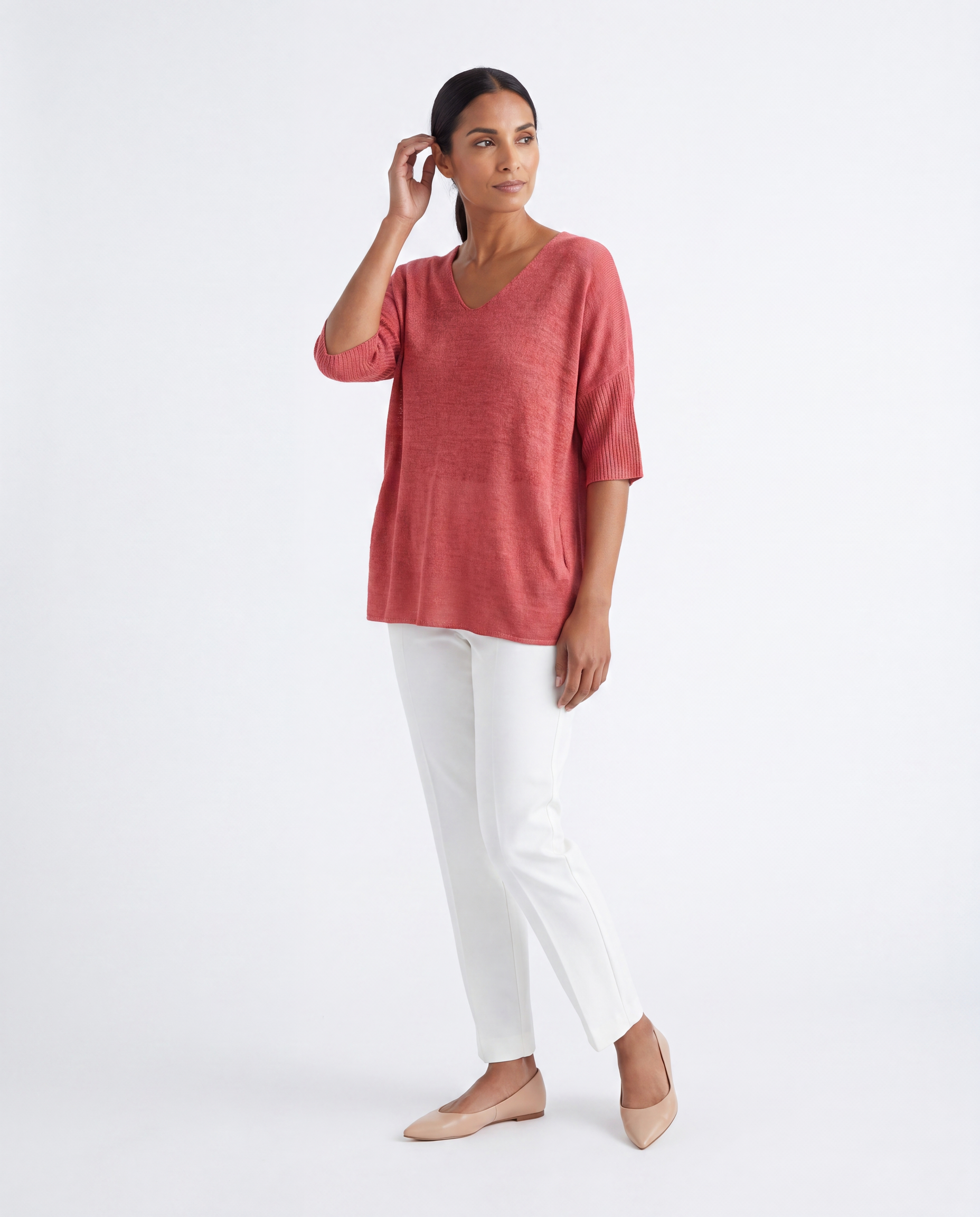 Fijngebreide Oversized Top met V-hals