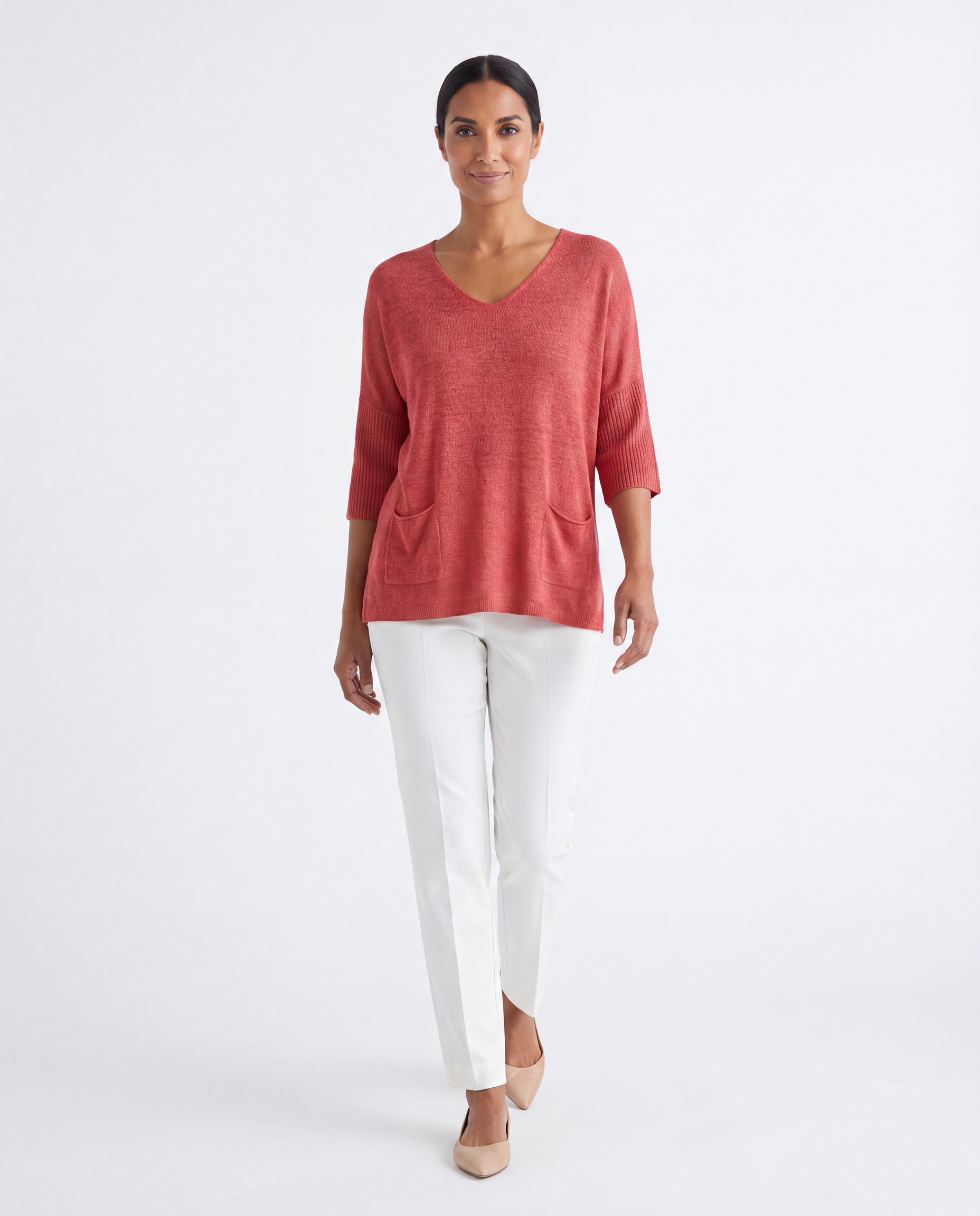 Fijngebreide Oversized Top met V-hals