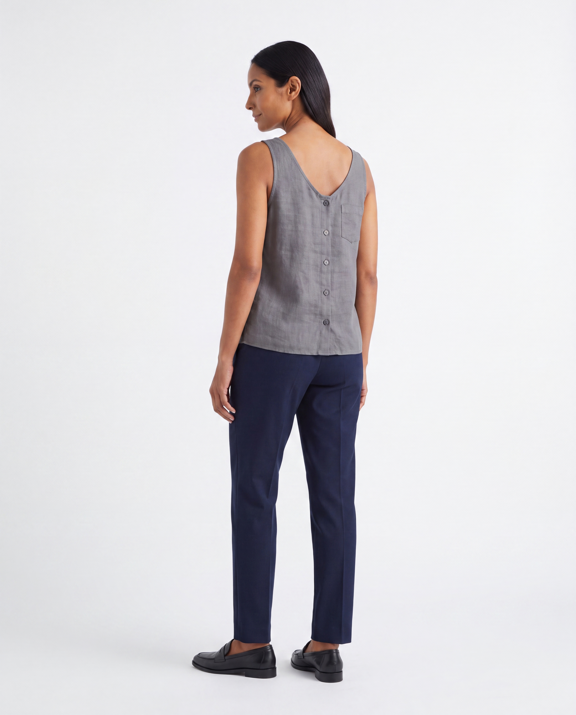 Katoenen Knoopblouse met Borstzakje
