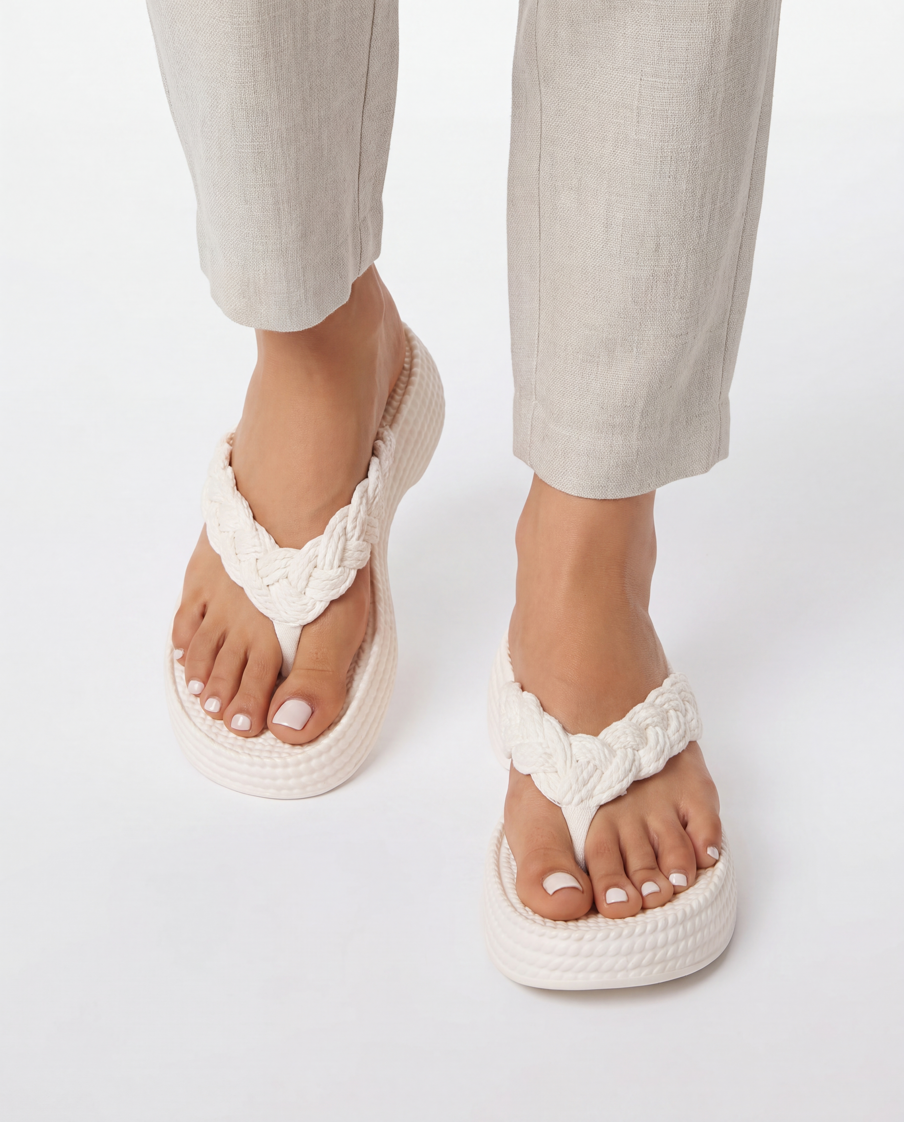 Gevlochten Plateau Slippers met Zachte Zool