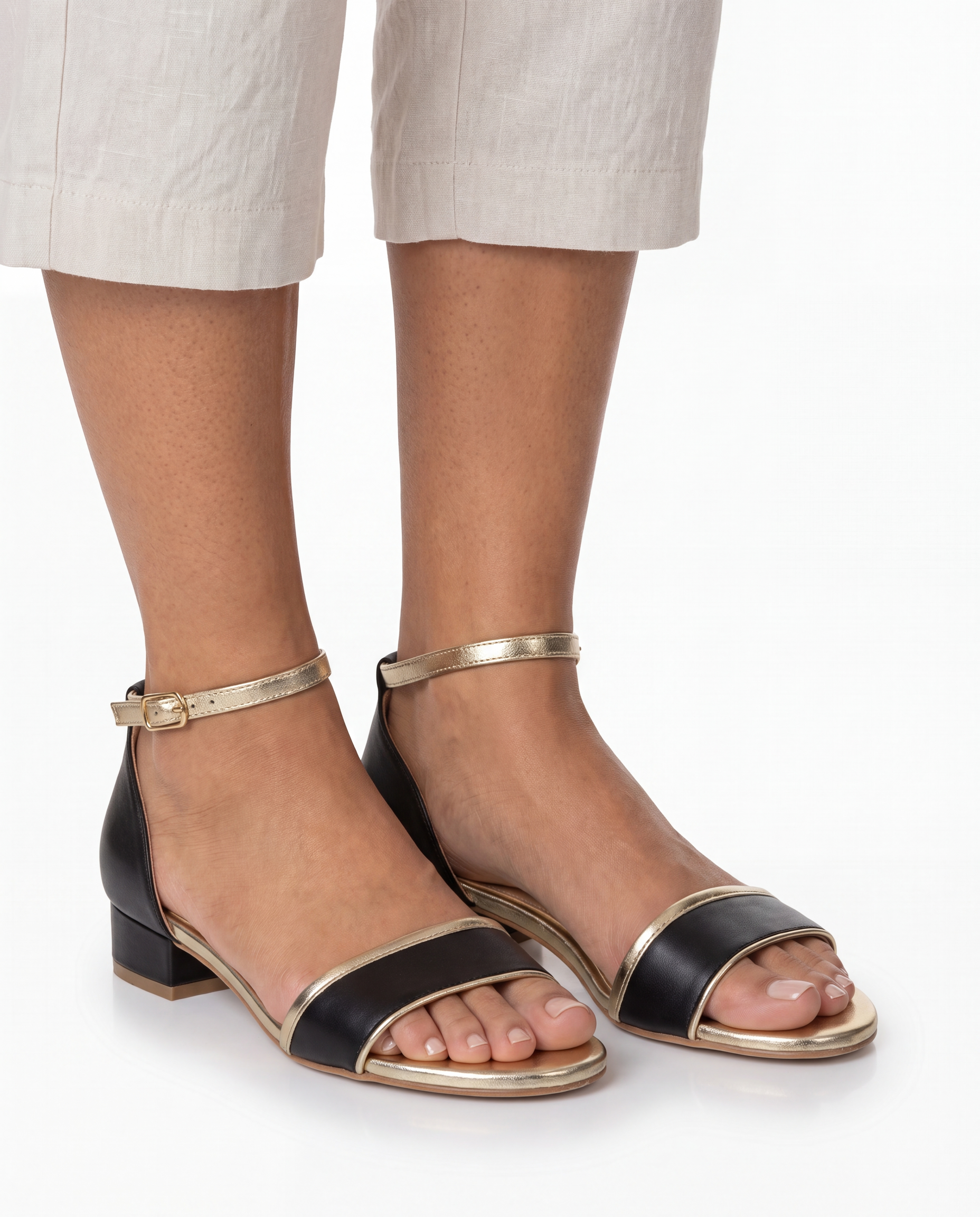 Glitter Sandalen met Blokhak en Enkelbandje