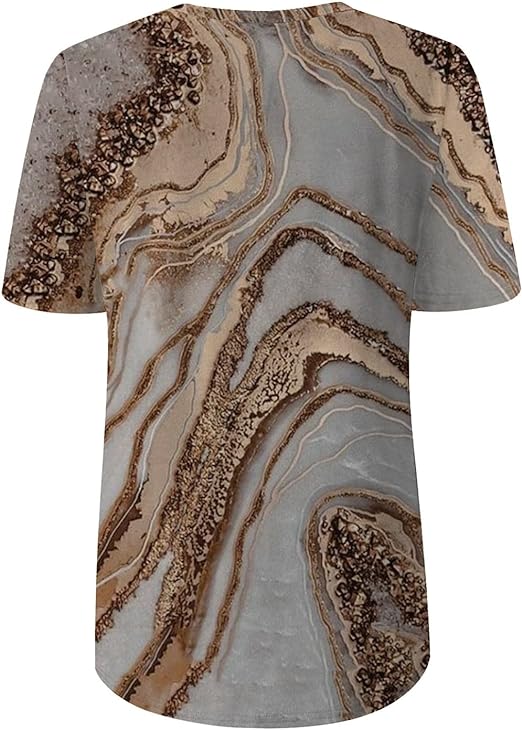 Marmerprint T-shirt met Folie Details