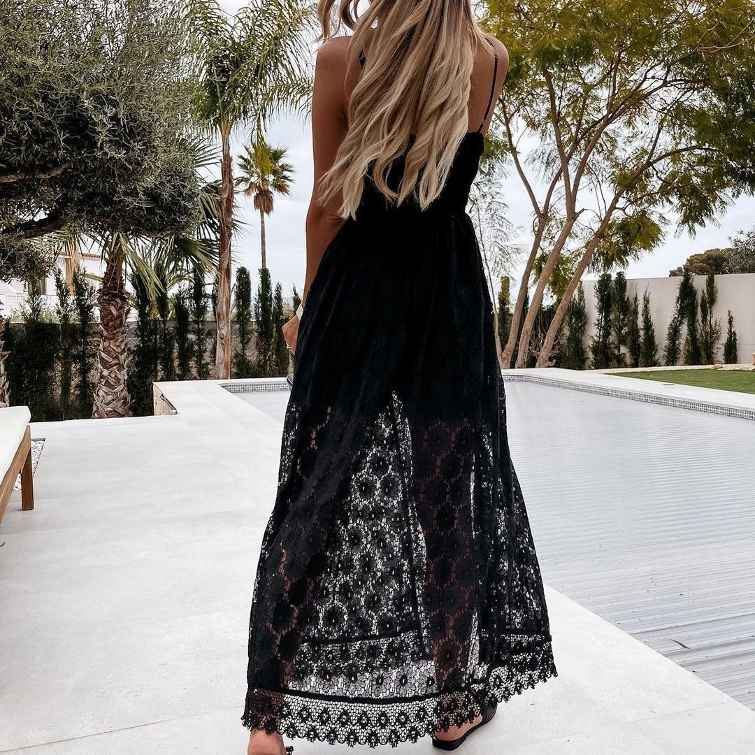 Kanten Jumpsuit met Overslag Detail