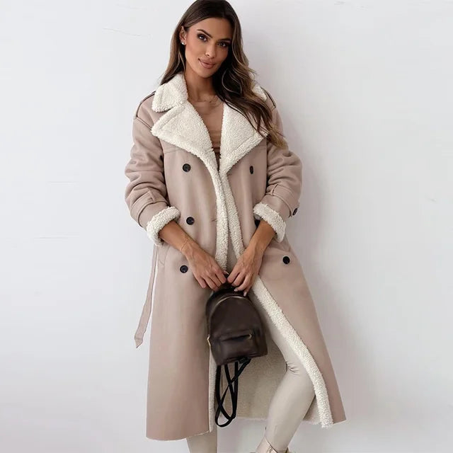 Petra - Stijlvolle Leren Teddy Mantel Winterjas
