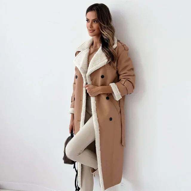 Petra - Stijlvolle Leren Teddy Mantel Winterjas