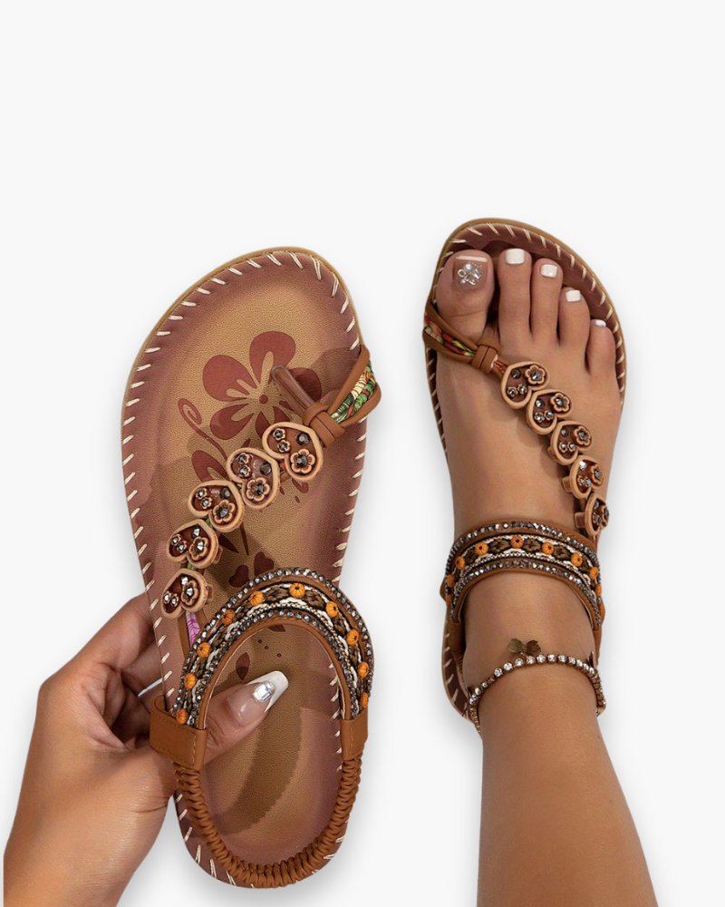 Bohemien Teenslipper Sandalen met Bloemdetails