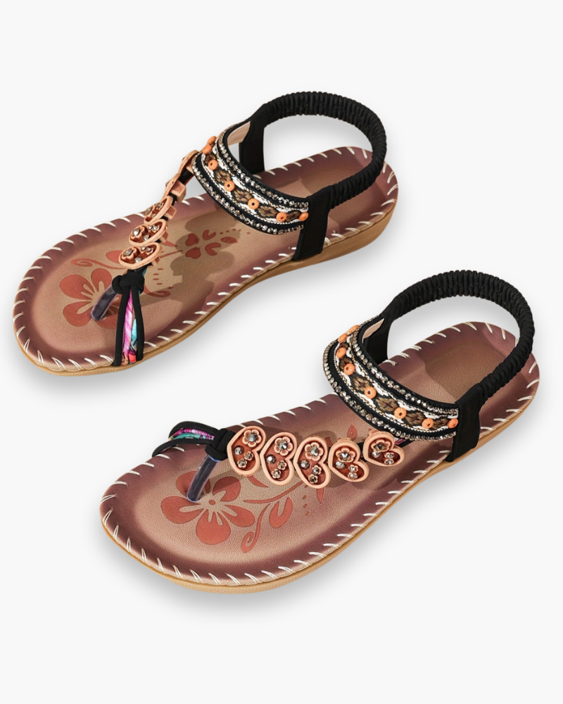 Bohemien Teenslipper Sandalen met Bloemdetails