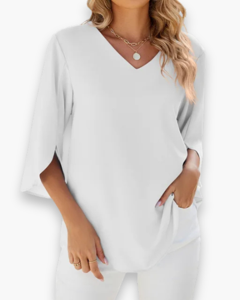 Blouse met V-hals en Split Mouwen