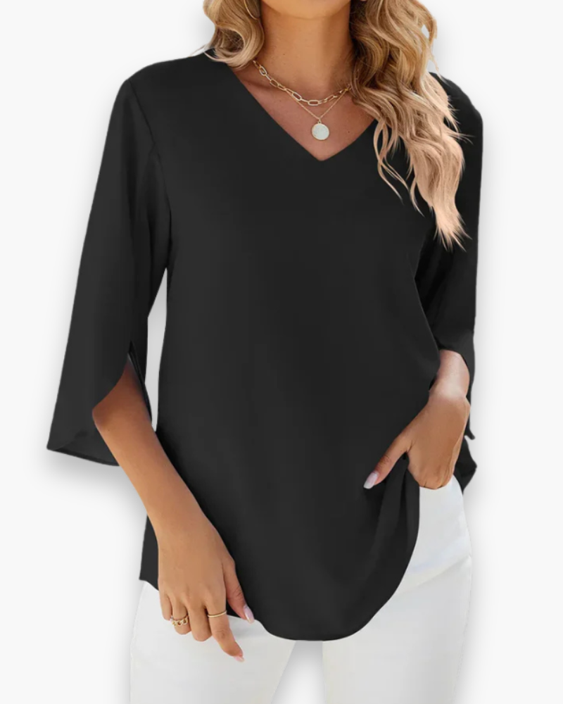 Blouse met V-hals en Split Mouwen