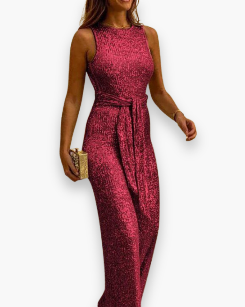 Pailletten Jumpsuit met Open Rug