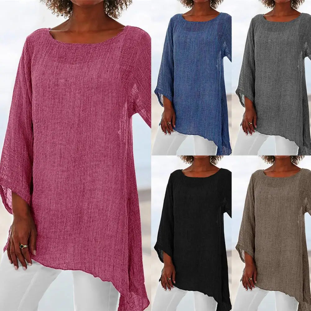 Linnen Tuniek met Asymmetrische Zoom