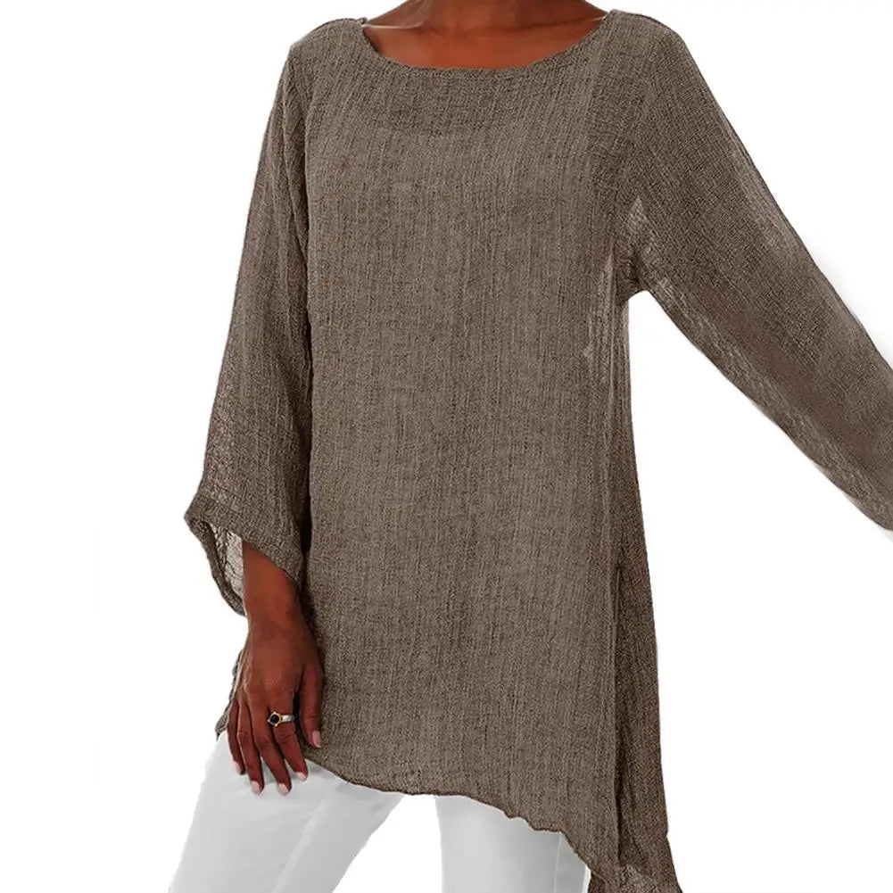 Linnen Tuniek met Asymmetrische Zoom