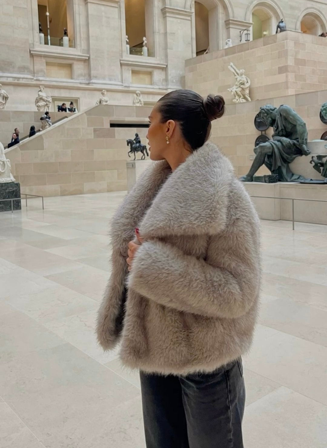 Kate - Elegante Korte Imitatiebont Winterjas