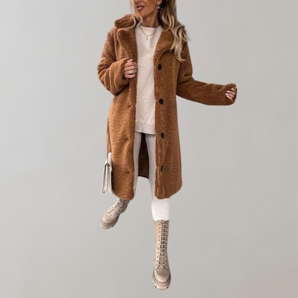 Miranda - Elegante Rechte Teddy Mantel Winterjas