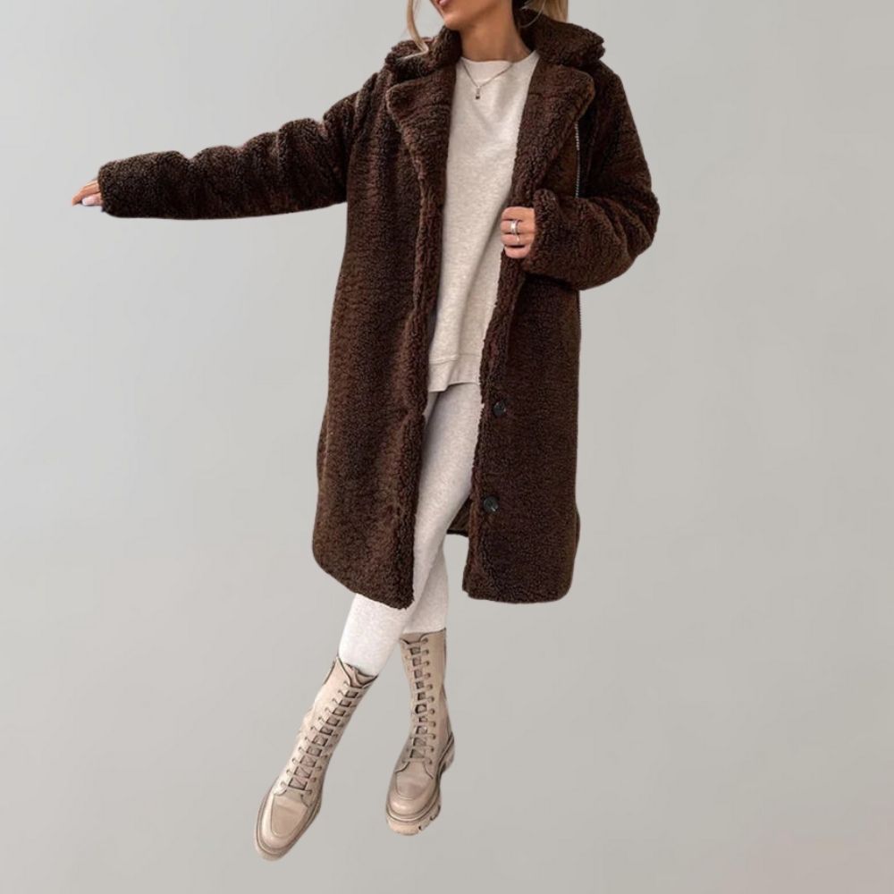 Miranda - Elegante Rechte Teddy Mantel Winterjas