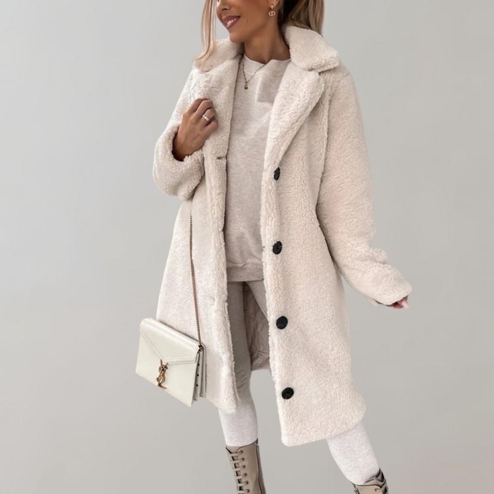 Miranda - Elegante Rechte Teddy Mantel Winterjas