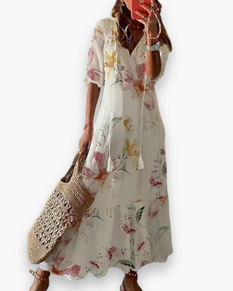 Bohemien Maxijurk met Bloemenprint en Kwastjes