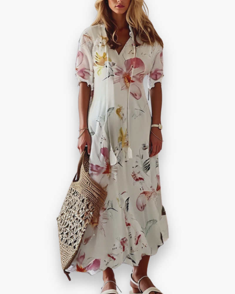 Bohemien Maxijurk met Bloemenprint en Kwastjes