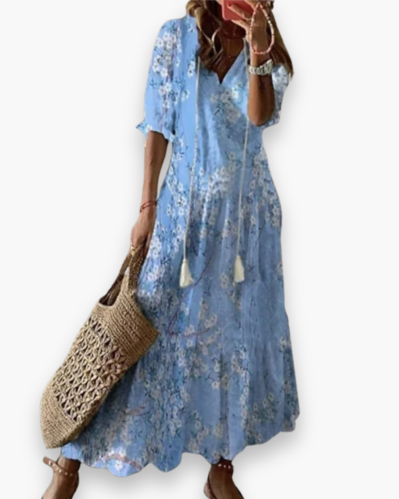 Bohemien Maxijurk met Bloemenprint en Kwastjes