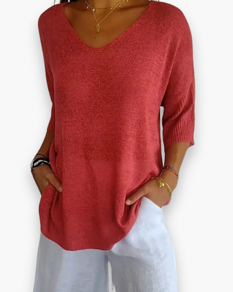 Fijngebreide Oversized Top met V-hals