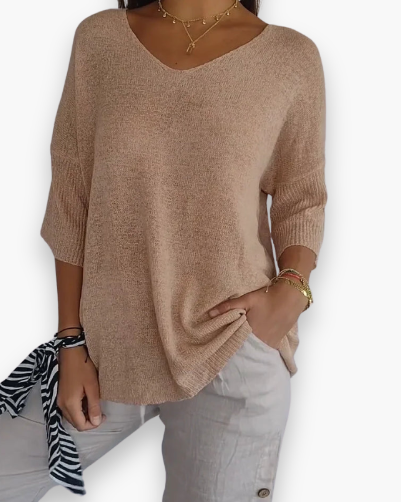 Fijngebreide Oversized Top met V-hals