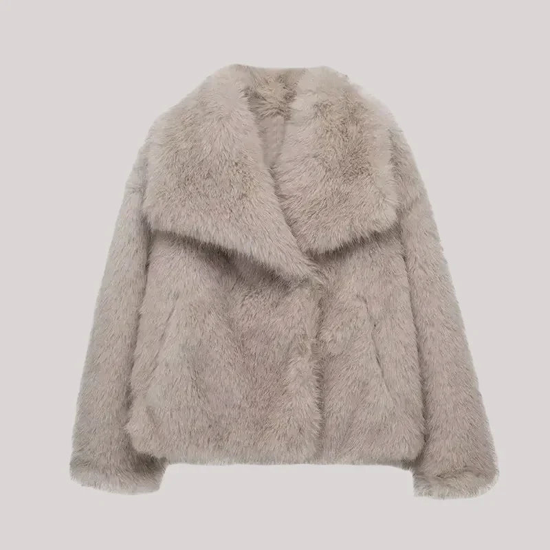 Kate - Elegante Korte Imitatiebont Winterjas
