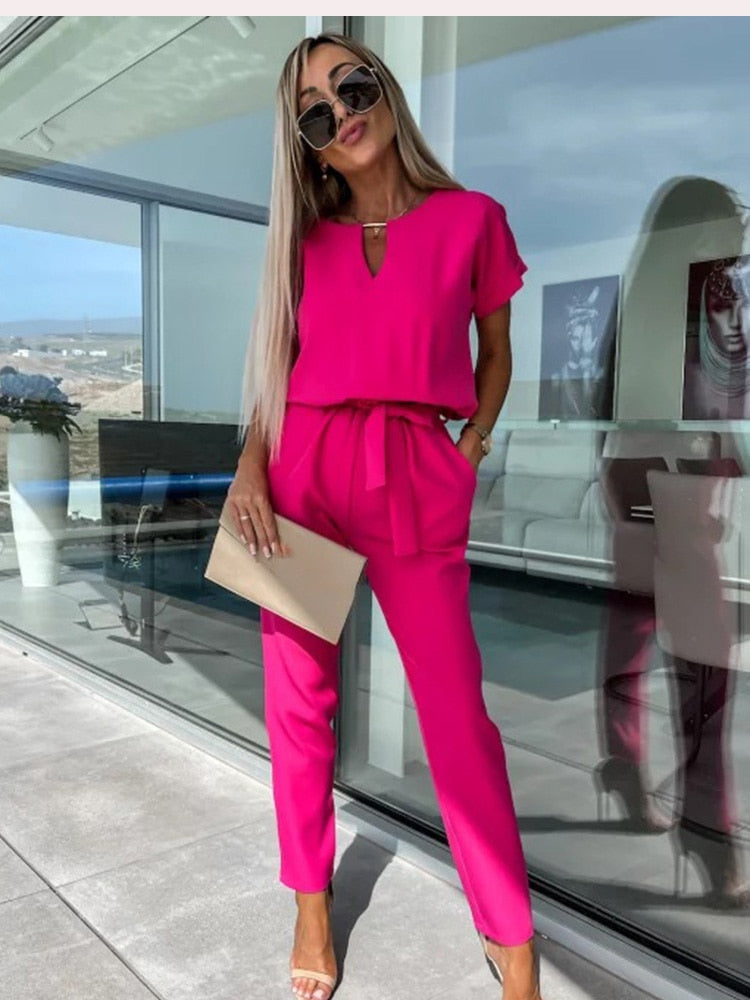 Getailleerde Jumpsuit met Strikceintuur
