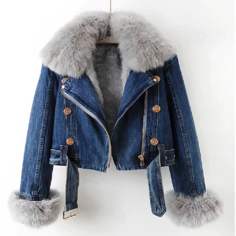 Susan - Stijlvolle Gevoerde Denim Winterjas