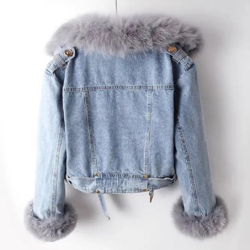Susan - Stijlvolle Gevoerde Denim Winterjas