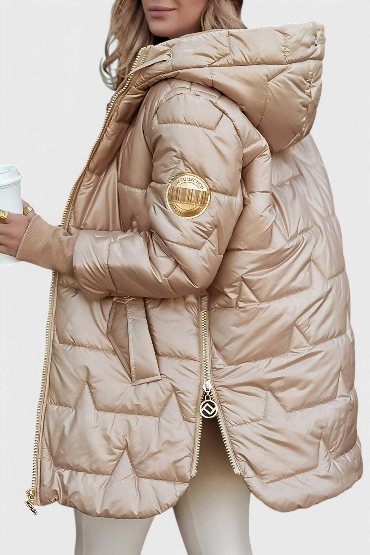 Fiona | Elegante Glanzende Lange Gewatteerde Winterjas