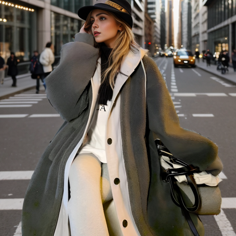 Monica - Elegante Oversized Lange Teddy Winterjas