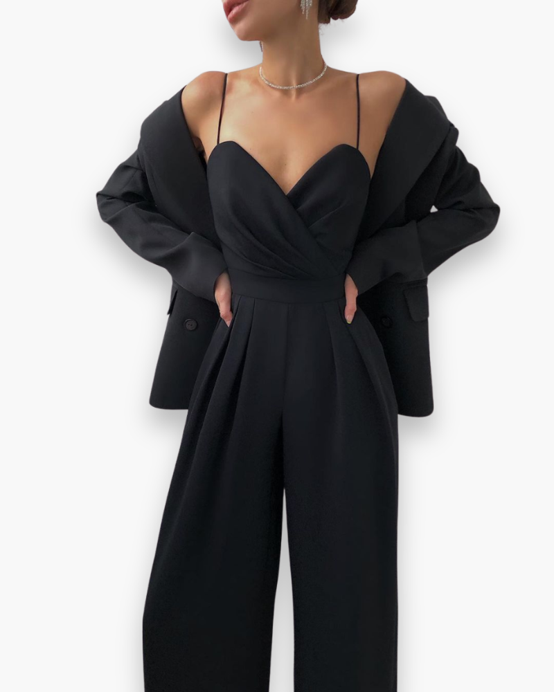 Satijnen Jumpsuit met Wikkeleffect