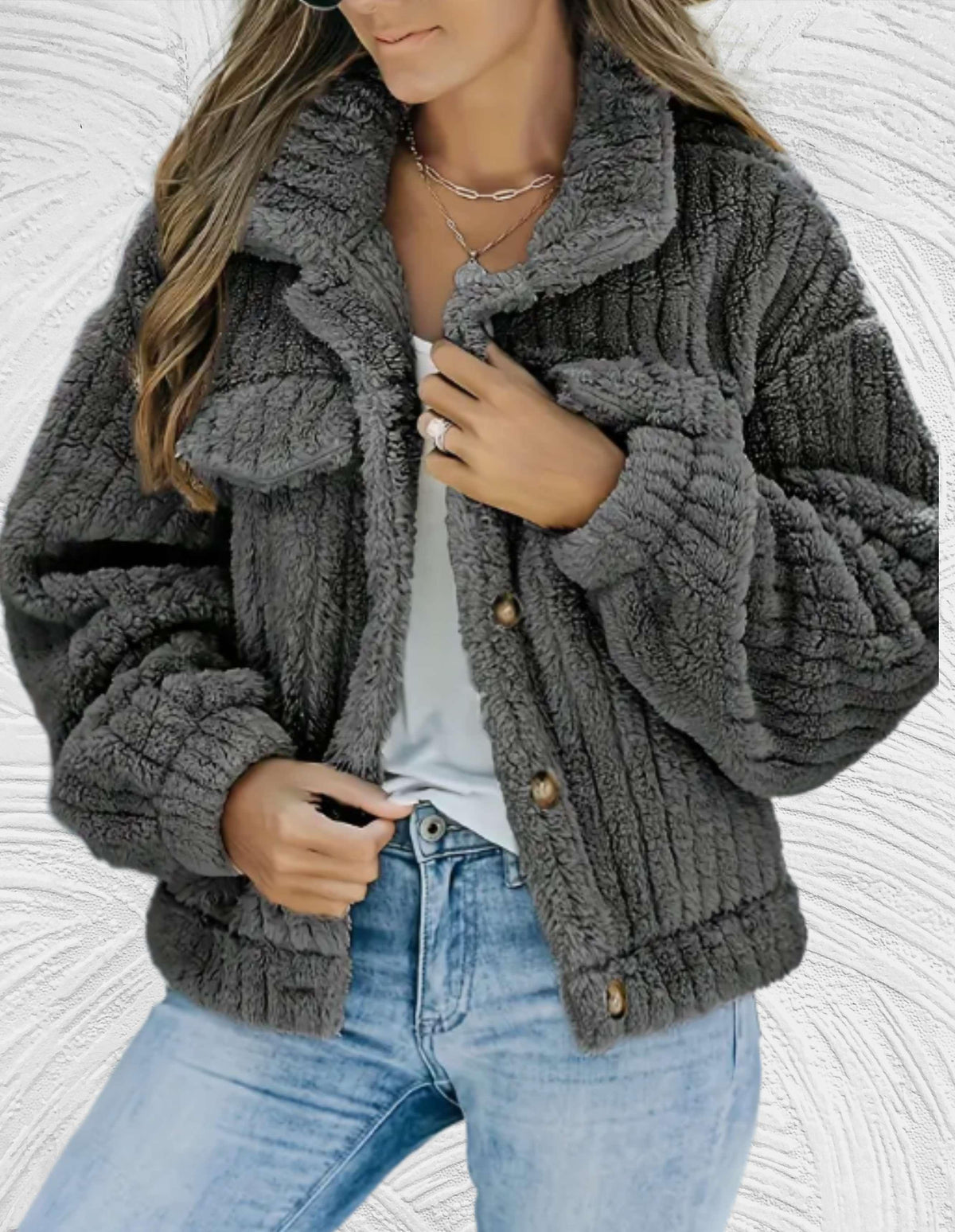 Catherine - Elegante Teddy Corduroy Winterjas