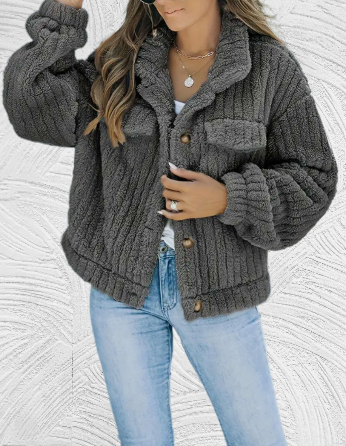 Catherine - Elegante Teddy Corduroy Winterjas