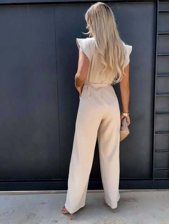 Jumpsuit met Ruffle Mouwen en Ceintuur