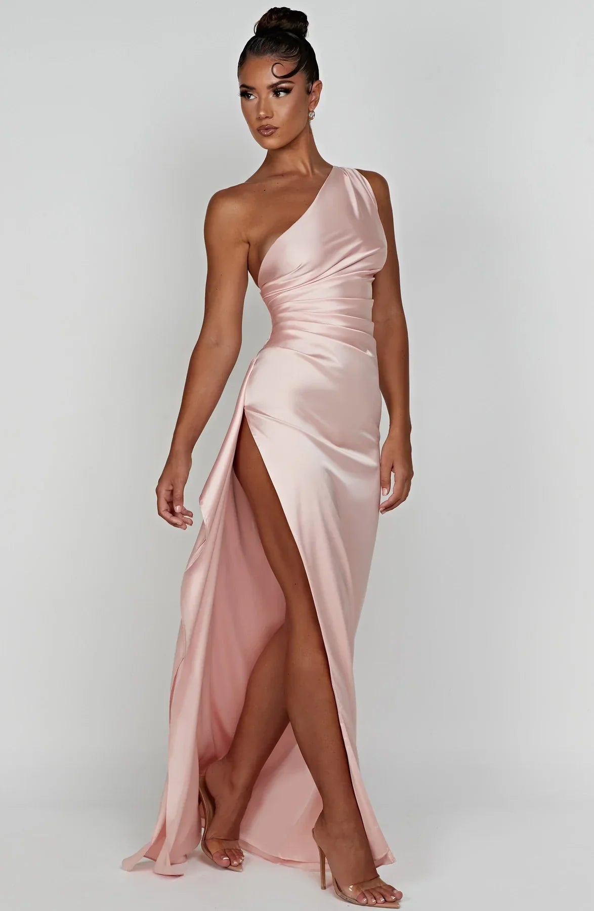 Satijnen Maxi-jurk met One-shoulder en Split